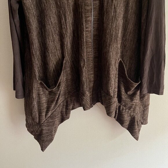 LOGO Lori Goldstein XL Pockets Full Zip Lagenlook Faux Suede Sleeves Cardigan - Picture 3 of 9